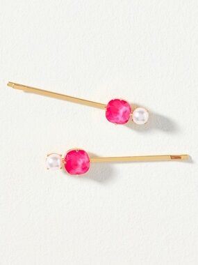 Anthropologie Violet & Brooks Pearl & Crystal Bobby Pins, Set of 2